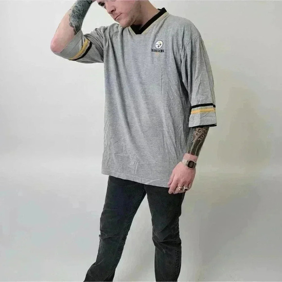 Vintage Y2k Pittsburgh Steelers NFL Oversized Jersey VNeck Tee - Picture 5 of 7
